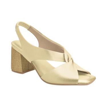 Imagem de Sandália Feminina Piccadilly Salto Grosso Elástico 626010, 34, Ouro