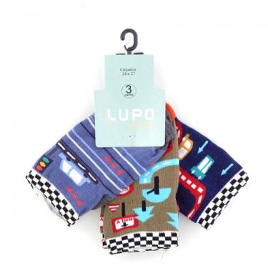 Imagem de Meia Lupo Infantil Kit C/3 2630, Azul, UN