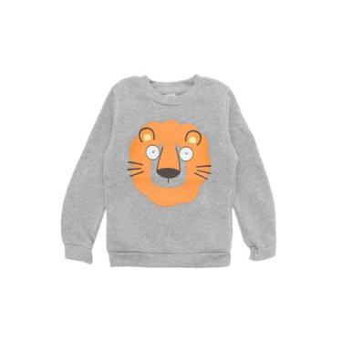 Imagem de Blusa Moletom Tip Top Infantil Manga Longa Menino Ou Menina, Cinza leã