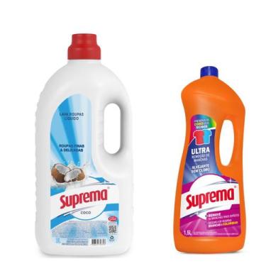 Imagem de kit Lava Roupas Suprema Sabão Liquido 3L Roupas Finas Com Alvejante Se