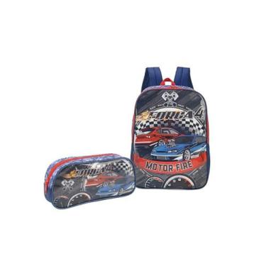 Imagem de Kit Mochila Escolar De Alças + Estojo Força 4 Corrida Luxcel