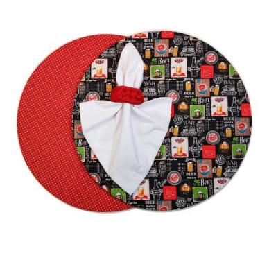 Imagem de Kit 1 lugar - Capa de sousplat churrasco e vermelho de poá branca - Me