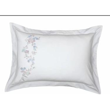 Imagem de Par De Fronha Satinee Kacyumara Maiten 50x70 300 Fios Branco Floral - 