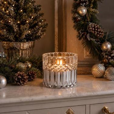 Imagem de 01 Unidade Porta Velas Castiçal Vidro Lapidado Cromado Decor - Btc