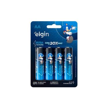 Imagem de Pilha Ultra Alcalina Elgin AA LR6 1,5V Alta Durabilidade Energia Estável Blister com 4 Unidades