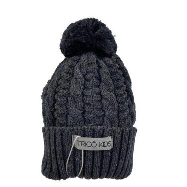 Imagem de Gorro de Tricô Para Meninos Com Pompom Cinza Escuro - Tricô Kids, G, C