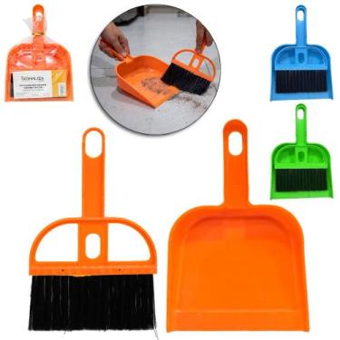 Imagem de Kit Mini Vassoura E Pá Para Mesas Teclados Armários Limpeza - - MONALI
