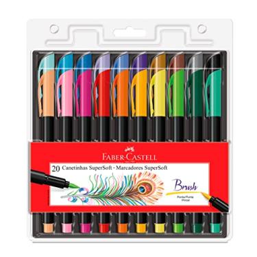 Imagem de Caneta Hidrográfica Brush Soft, Multicor, 20 unidades, Faber-Castell