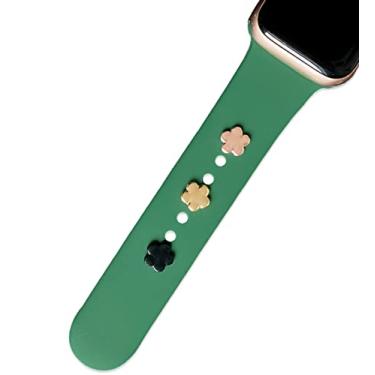 Imagem de Charm Berloque Pin Strass Anel Símbolos Pingente Patas Coração Kits Love, Compatível com Pulseiras para Apple Watch (Flor - Preto)