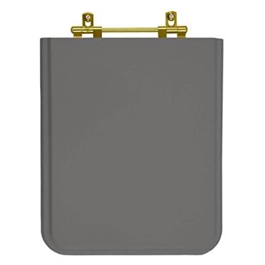 Imagem de Assento Sanitário Square Ambar (cinza Escuro) para vaso Incepa com Ferragem Dourada