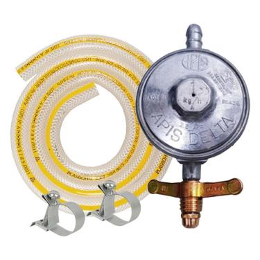 Imagem de Kit Registro De Gas Com Mangueira E Abraçadeiras Completo