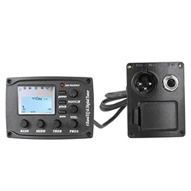 Imagem de Btuty Guitarra acústica 4 bandas EQ Tom equalizador e amplificador de volume pré-amplificador piezo captador 6,35 mm XLR com função de notch notch display LCD transparente