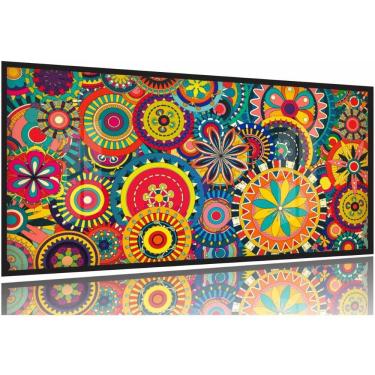 Imagem de Quadro Decorativo Mandalas Coloridas 130x60 Moldura Preta 2x2