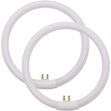 Imagem de (Pacote com 2) Lâmpada fluorescente circular T4 12 W 14 cm de diâmetro externo de substituição para espelho de maquiagem Conair