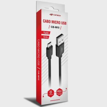 Imagem de Cabo USB Micro USB 1METRO 2AMPERS CB-M10BK Preto C3 tech