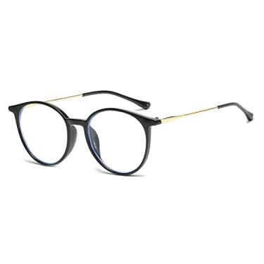 Imagem de Óculos de sol redondo clássico masculino armação de metal anti azul claro armação de óculos de sol retrô colorido feminino uv400, preto claro, como a imagem