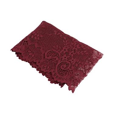 Imagem de Fita de renda de 10 jardas 18 cm de largura Tecido com acabamento de renda bordado Aplique de fita para costura DIY Decora??o de roupas (vinho tinto)