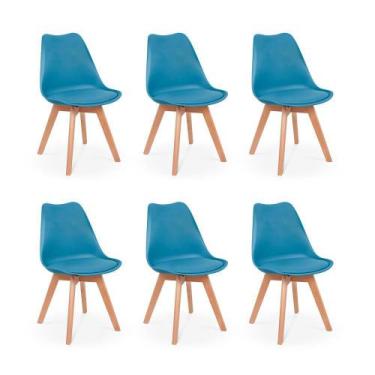 Imagem de Conjunto 06 Cadeiras Eames Wood Leda Design - Turquesa - Império Brazi