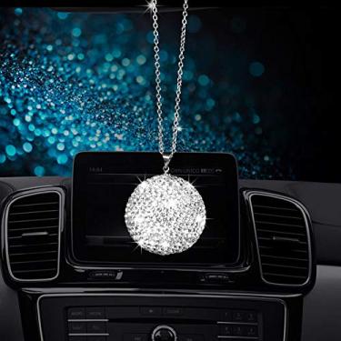 Imagem de Bola de cristal brilhante AntBooBoo para espelho retrovisor de carro, decoração de casa de strass, acessórios de carro cintilantes, enfeite de cristal para apanhador de sol para decoração de carro glamour