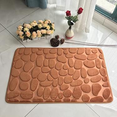 Imagem de SHENGANG Tapete de Banheiro Tapete de Banho Absorvente Tapetes de Pebble Antiderrapante Espuma de Memória Tapete Lavável Tapete de Chuveiro, Cor Chocolate, 40x60cm