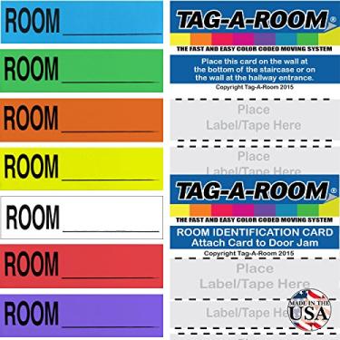 Imagem de Etiqueta A-Room etiquetas de caixa de movimento doméstica codificadas por cores em branco personalizáveis com identificações de porta, 350 adesivos de movimentos, suprimentos de movimento