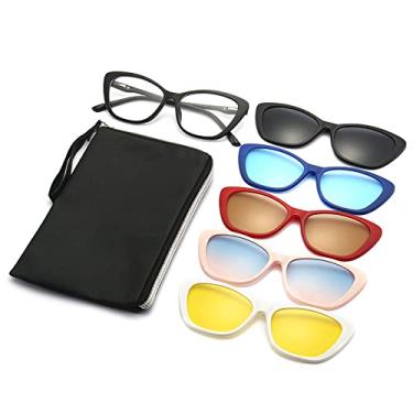 Imagem de Clip On Óculos de Sol Polarizados Mulher 6 em 1 Sexy Cat Eye Óculos Óculos de Sol Moda Condução Óculos de Sol Magnético UV, 6 em 1, Polarizado