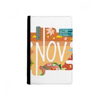 Imagem de Ilustração do Mês de Novembro Porta-passaporte Notecase Burse Carteira Capa Carteira Cartão Bolsa, Multicolor