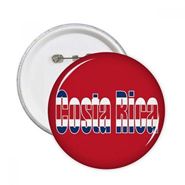 Imagem de Broche redondo com nome da bandeira do país da Costa Rica com emblema e botão para decoração 5 peças
