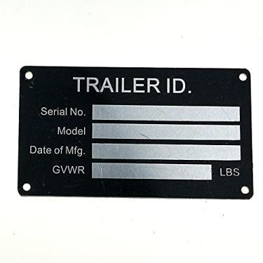 Imagem de Etiqueta de dados de placa de identificação VIN de reboque em branco Número do modelo de identificação VIN/número de série, modelo, data de MFG e GVWR