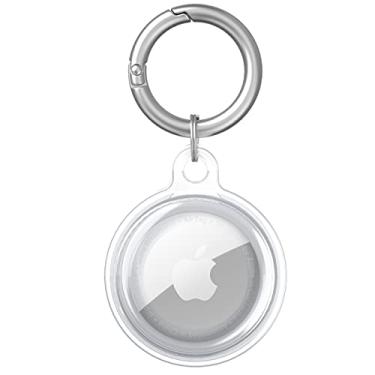 Imagem de Highmon Capa protetora para chaveiro Apple AirTag, capa AirTag de TPU transparente cobertura total rastreador GPS anti-riscos com chaveiro inoxidável para suporte Apple AirTag 2021 acessórios
