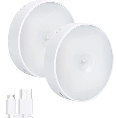 Imagem de Luminárias Led Sem Fio Com Sensor Presença Usb Recarregáveis - Acende Quando Passa Próximo A Ela - Branco Frio (2 Unidade)