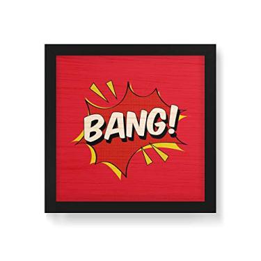Imagem de Arte Maníacos Quadro Decorativo em Madeira Bang Fundo Vermelho - 30x30cm (Moldura caixa em laca preta)