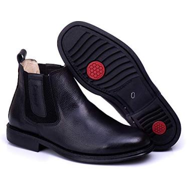 Imagem de Botina Conforto Masculina legitimo couro bovino forrada 129 (39, 129preta)