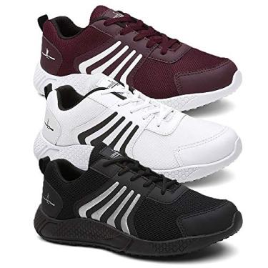 Imagem de Kit 3 Pares Tenis Masculino Running Boost Super Leve - Vermelho/Preto/Branco - 37