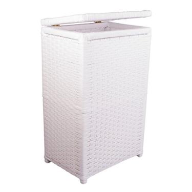 Imagem de Cesto de Roupa Fibra Sintética Artesanal 36x25x60 Branco