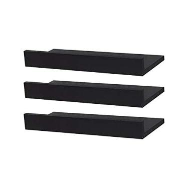 Imagem de Kit 2 Prateleiras Porta Quadros 40 x 15cm Preta Suporte Invisível