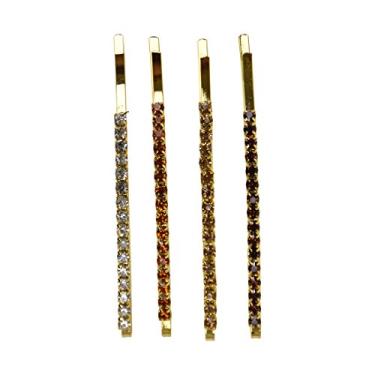 Imagem de Clipe de cabelo dourado para noiva com pedras coloridas da Bobby | 4 unidades, Multi, One Size