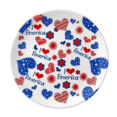 Imagem de EUA Love Heart Flower Festival Plate Decorativa Porcelana Salver Prato de jantar