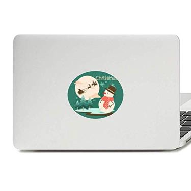 Imagem de Adesivo de laptop com estampa de árvore de boneco de neve com emblema de vinil