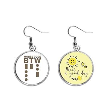 Imagem de Morse Code Way Art Deco, presente, moderno, gota, sol, flor, brinco, bijuteria, moda
