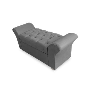 Imagem de Calçadeira Baú Com Capitonê Veneza Cama Casal 140 cm Suede Cinza LM DECOR