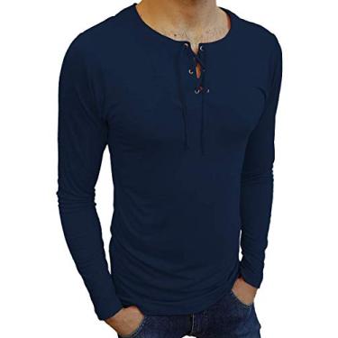 Imagem de Camiseta Bata Básica Manga Longa cor:azul-escuro;tamanho:g
