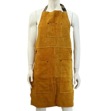 Imagem de harayaa Avental de proteção para soldagem, roupas de soldador com bolsos de ferramentas, roupa anti-chama, jaqueta de soldagem, roupas de proteção para, 90cm