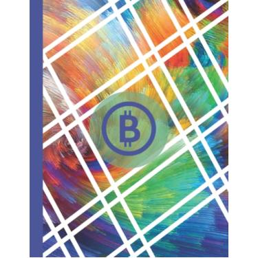Imagem de Bitcoin Ledger; Bitcoin Logo Rainbow White Line Pattern,: Bitcoin Notebook Gift ''8.5 x 11'' ınc 100 Pages