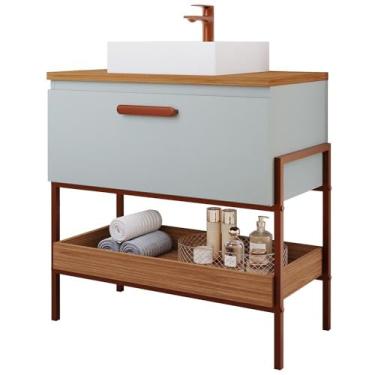 Imagem de Gabinete Banheiro em Mdf com Cuba 60cm Mgm Portinari Azul