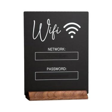 Imagem de Esquirla Sinal de senha wifi peça central decoração placa placa portátil mesa display titular para recepção escritório banquete desktop, preto