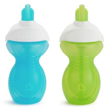 Imagem de Munchkin® Copo infantil Click Lock™ Flip Straw Sippy Cup, 255 g, pacote com 2, azul/verde