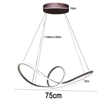 Imagem de Lustre Pendente Aneis Infinito Arco 3 Em 1 Led 49w Luminaria Ambiente Sala De Estar Qua...