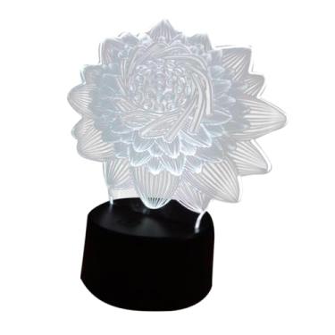 Imagem de Gadpiparty Presentes De Aniversário Estatueta De Lótus Luz Lâmpada Noturna Criativa Luz Noturna De Lótus Luz Da Noite De Natal Lâmpada De Ilusão Óptica Lâmpada De Mesa Doméstico 3d