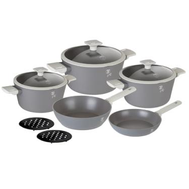 Imagem de Jogo de Panelas Tripla Camada de Marmore 10 peças Cinza Aspen Berlinger Haus